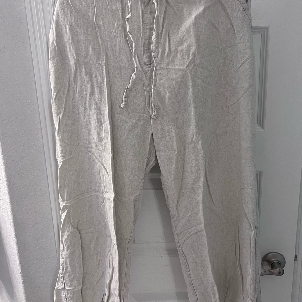 Women's Casual Linen Pants - Cream